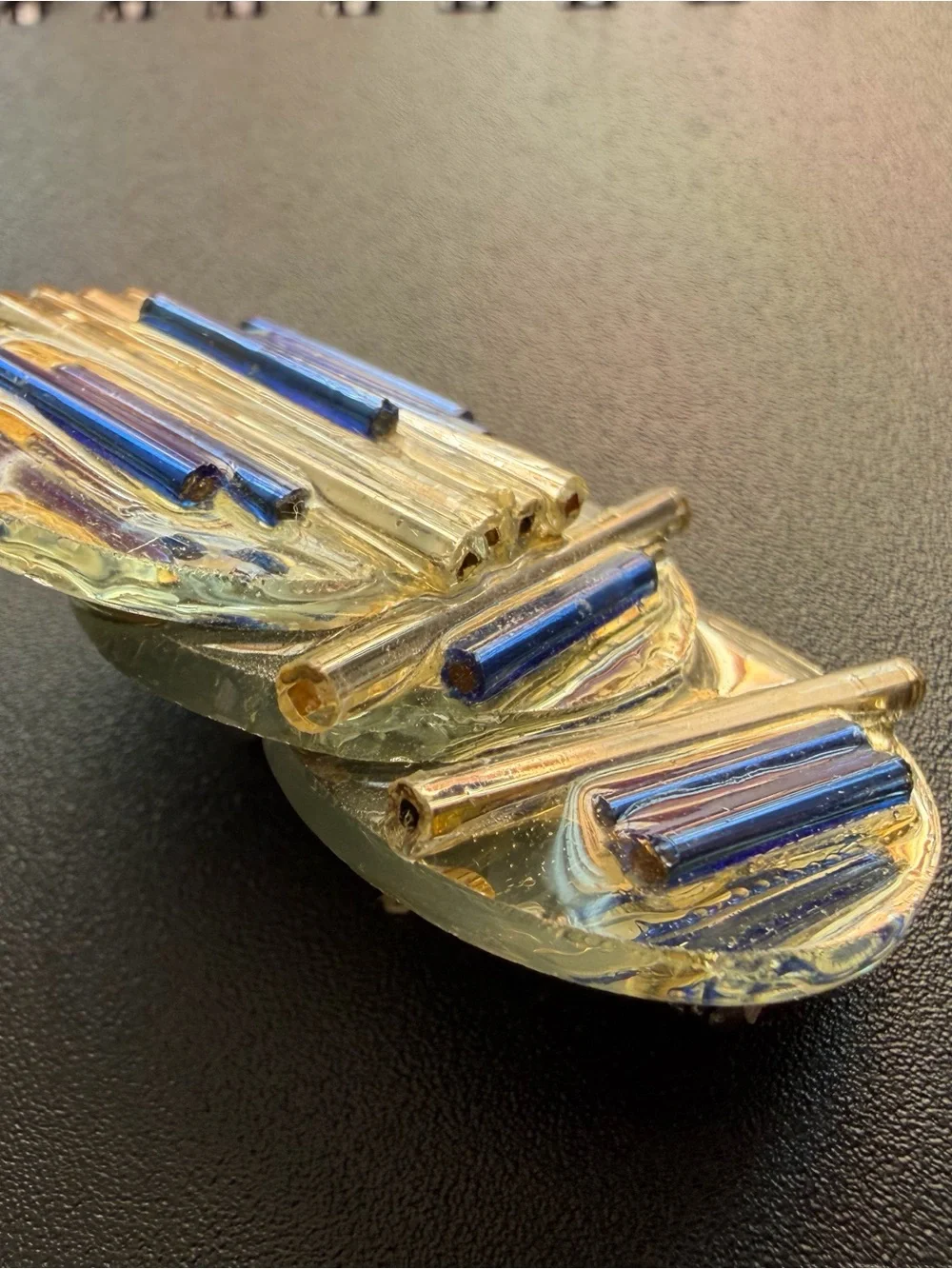 Artisan Signed By Betsy SmArt Brooch Vintage Modernist Studio Art Glass Pin